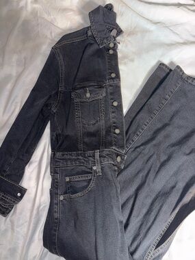 Washed Black Denim jumpsuit dress